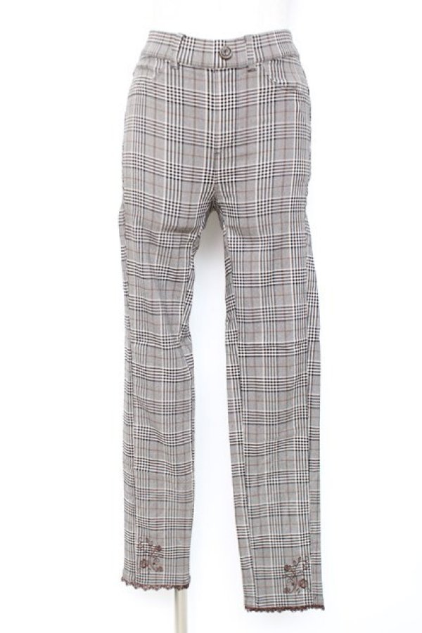 画像1: axes femme / 裾刺繍レギンスパンツ M 茶 Y-25-12-10-111-AX-PA-SZ-ZI (1)