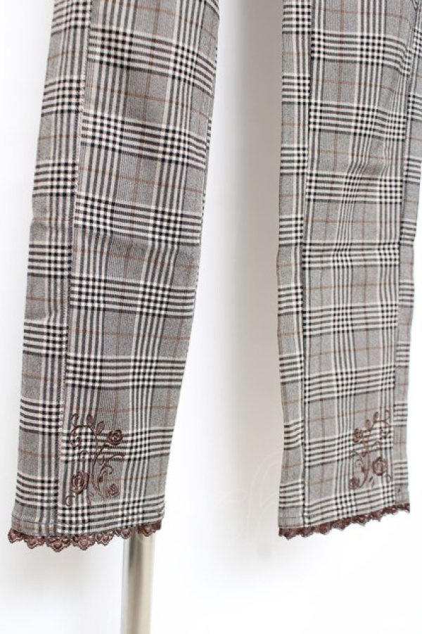 画像4: axes femme / 裾刺繍レギンスパンツ M 茶 Y-25-12-10-111-AX-PA-SZ-ZI (4)