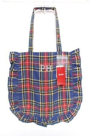 画像: PINK HOUSE / シャギー起毛タータンチェックトートバッグ  紺 Y-25-12-10-017-LO-BG-SZ-ZY