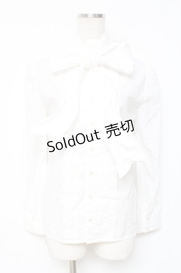 画像1: Jane Marple / ワイヤー入りボウリボン付きブラウス M 白 Y-25-12-10-025-JM-BL-SZ-ZI (1)