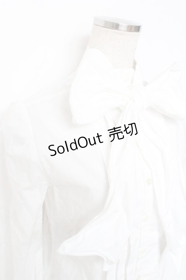 画像3: Jane Marple / ワイヤー入りボウリボン付きブラウス M 白 Y-25-12-10-025-JM-BL-SZ-ZI (3)