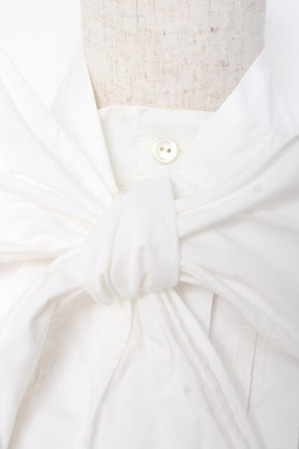 画像5: Jane Marple / ワイヤー入りボウリボン付きブラウス M 白 Y-25-12-10-025-JM-BL-SZ-ZY (5)