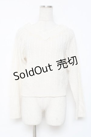 画像: axes femme / Vネックビジューニット  生成り Y-25-12-11-031-AX-TO-SZ-ZY