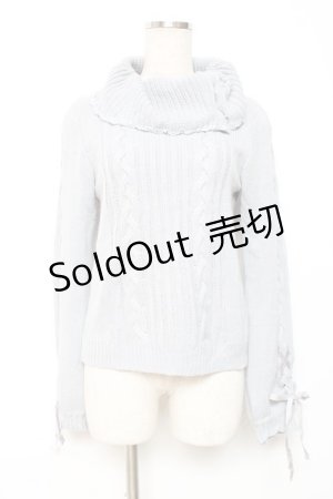 画像: axes femme / 袖レースアップニット  サックス Y-25-12-11-033-AX-TO-SZ-ZY