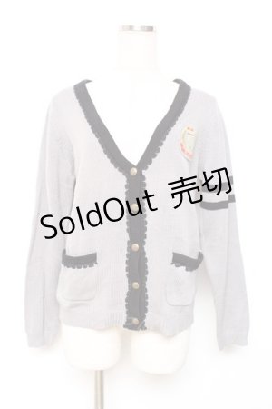 画像: axes femme / 刺繍入りチルデンニットカーディガン  グレー Y-25-12-11-037-AX-TO-AS-ZS