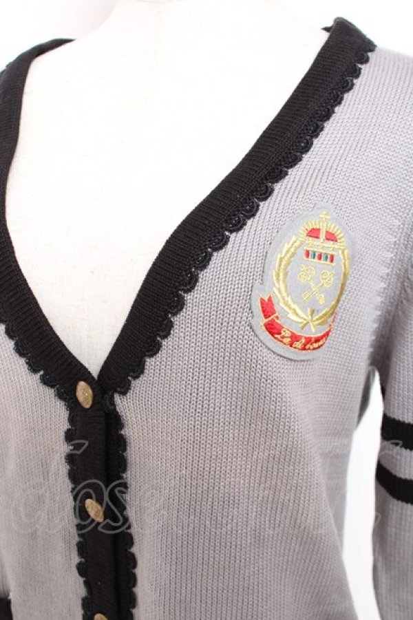 画像3: axes femme / 刺繍入りチルデンニットカーディガン  グレー Y-25-12-11-037-AX-TO-AS-ZY (3)