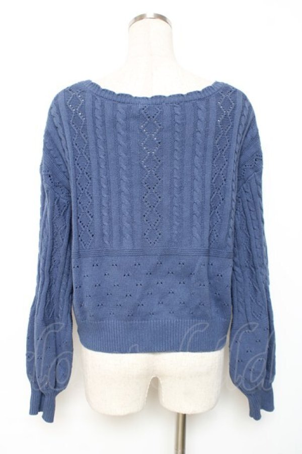 画像2: axes femme / 透かし編みニットカーディガン F ブルー Y-25-12-11-038-AX-TO-SZ-ZY (2)