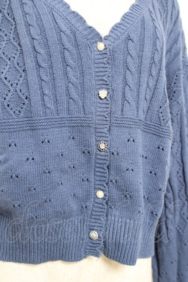 画像3: axes femme / 透かし編みニットカーディガン F ブルー Y-25-12-11-038-AX-TO-SZ-ZY (3)