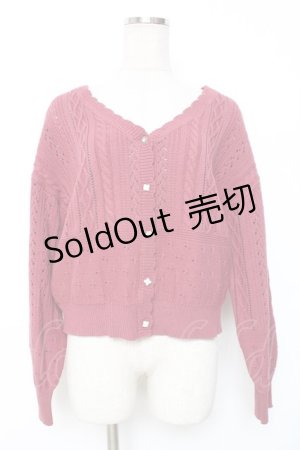 画像: axes femme / 透かし編みニットカーディガン F ピンク Y-25-12-11-039-AX-TO-SZ-ZI