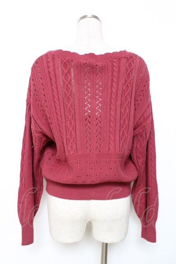 画像2: axes femme / 透かし編みニットカーディガン F ピンク Y-25-12-11-039-AX-TO-SZ-ZY (2)