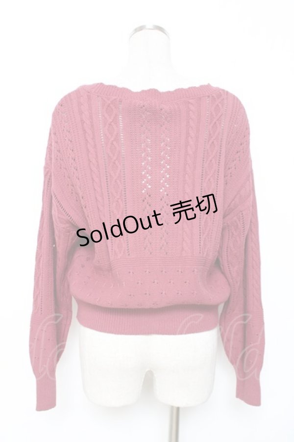 画像2: axes femme / 透かし編みニットカーディガン F ピンク Y-25-12-11-039-AX-TO-SZ-ZI (2)