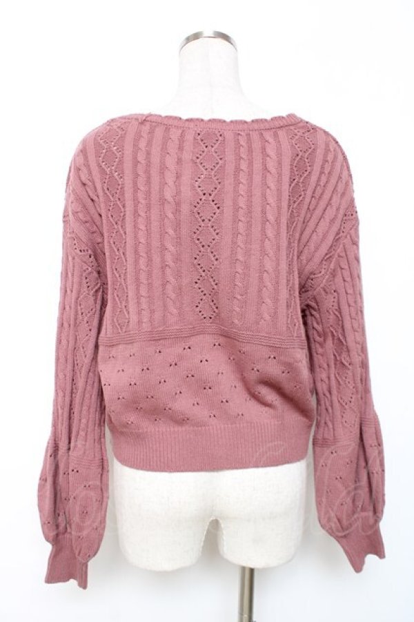 画像2: axes femme / 透かし編みニットカーディガン F ピンク Y-25-12-11-040-AX-TO-SZ-ZY (2)