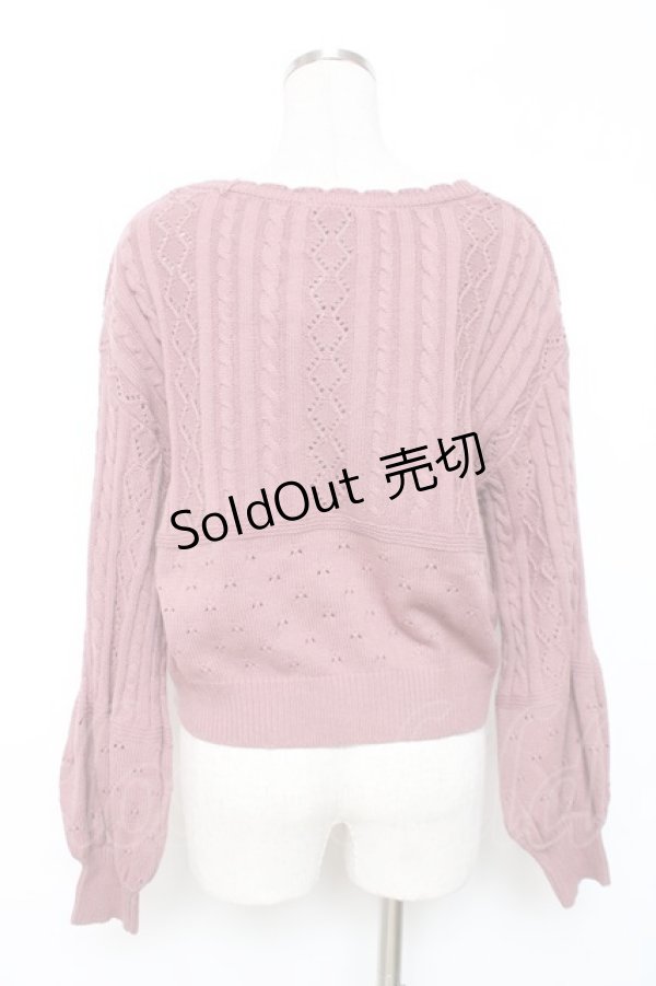 画像2: axes femme / 透かし編みニットカーディガン F ピンク Y-25-12-11-040-AX-TO-SZ-ZS (2)