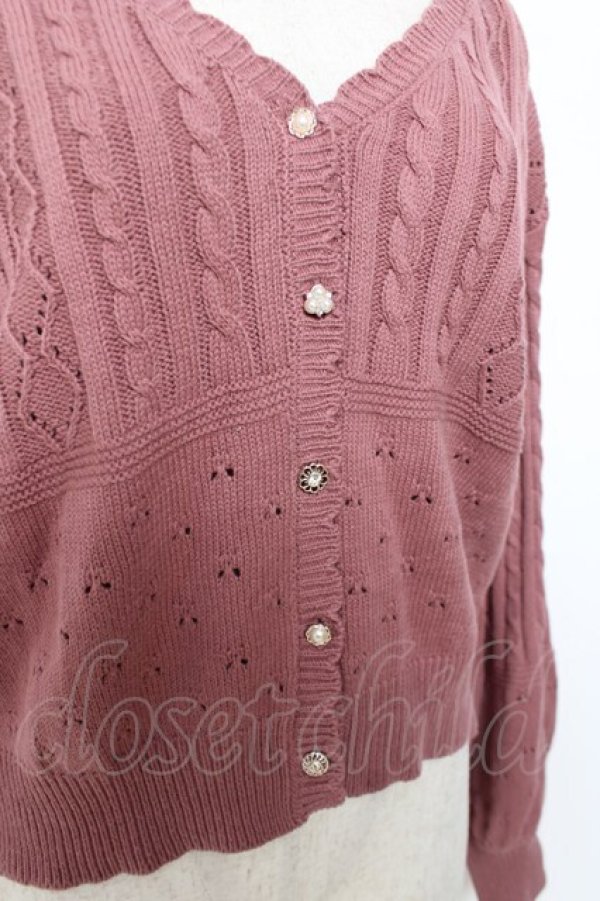 画像3: axes femme / 透かし編みニットカーディガン F ピンク Y-25-12-11-040-AX-TO-SZ-ZY (3)