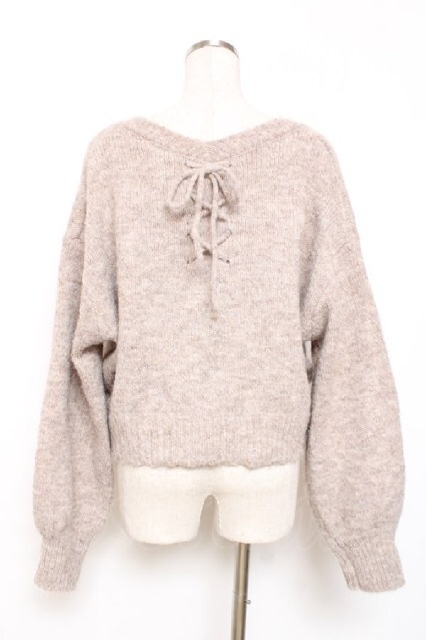 画像2: axes femme / バックレースアップニットカーディガン F モカ Y-25-12-11-041-AX-TO-SZ-ZY (2)