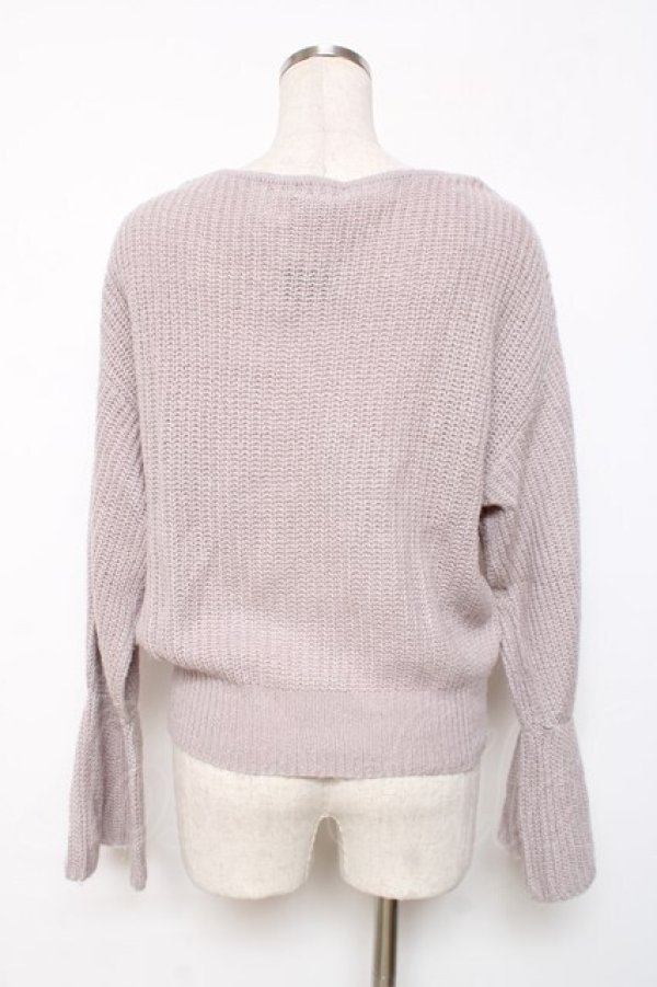 画像2: axes femme / パール使いフラワー刺しゅうニット M ラベンダー Y-25-12-11-046-AX-TO-SZ-ZY (2)