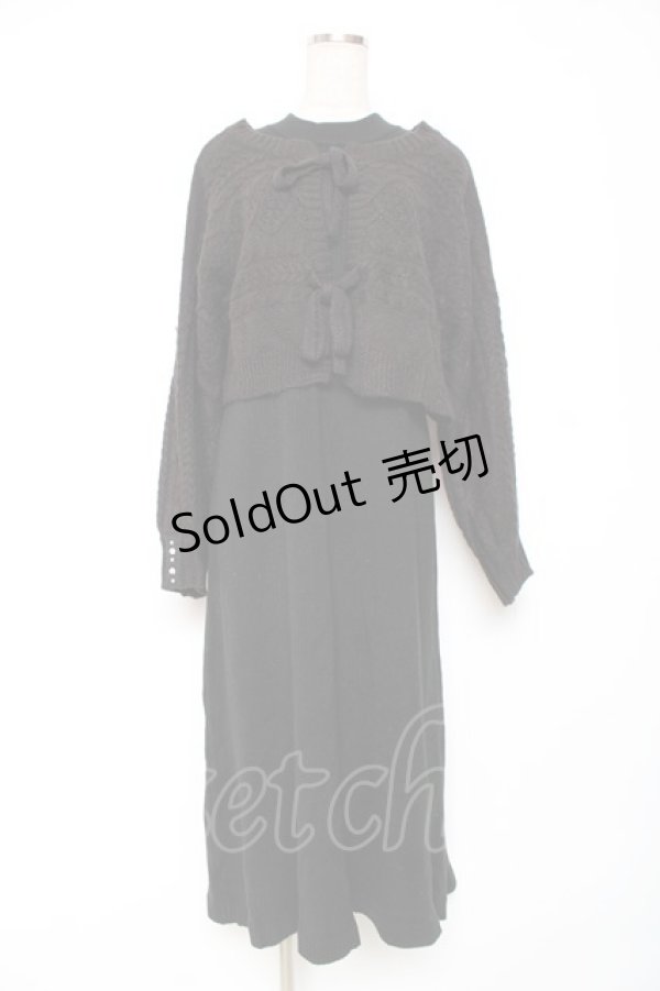 画像1: axes femme / 2wayボレロ×ニットワンピース F 黒 Y-25-12-11-047-AX-OP-SZ-ZI (1)