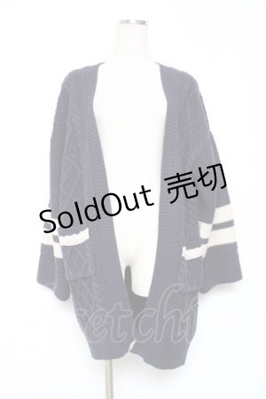 画像: axes femme / ケーブルニットコーディガン M 紺 Y-25-12-11-049-AX-TO-SZ-ZY