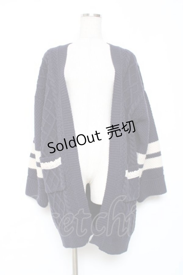 画像1: axes femme / ケーブルニットコーディガン M 紺 Y-25-12-11-049-AX-TO-SZ-ZY (1)