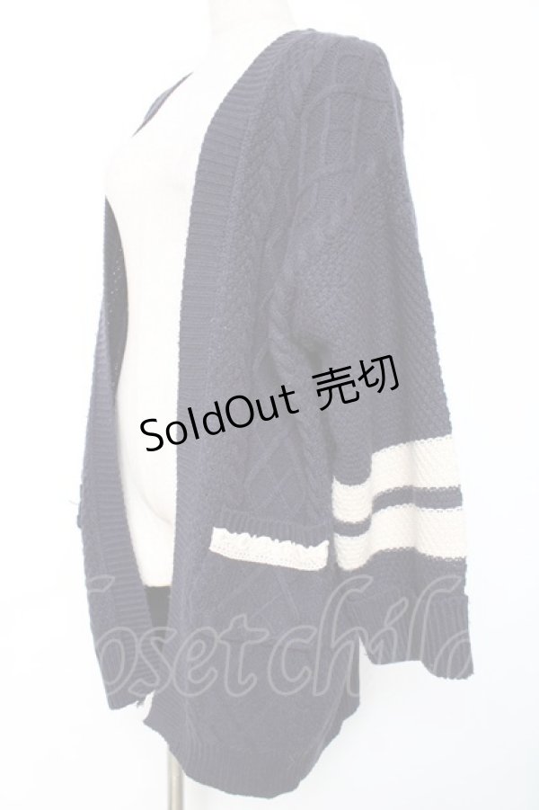 画像2: axes femme / ケーブルニットコーディガン M 紺 Y-25-12-11-049-AX-TO-SZ-ZY (2)