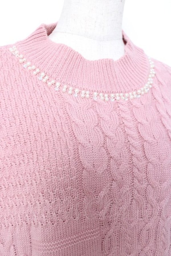 画像3: axes femme / ネックレス付ニットワンピース M ピンク Y-25-12-11-050-AX-OP-SZ-ZY (3)