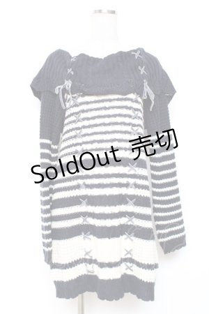 画像: axes femme / レースアップニットワンピース  白×紺 Y-25-12-11-052-AX-OP-SZ-ZY