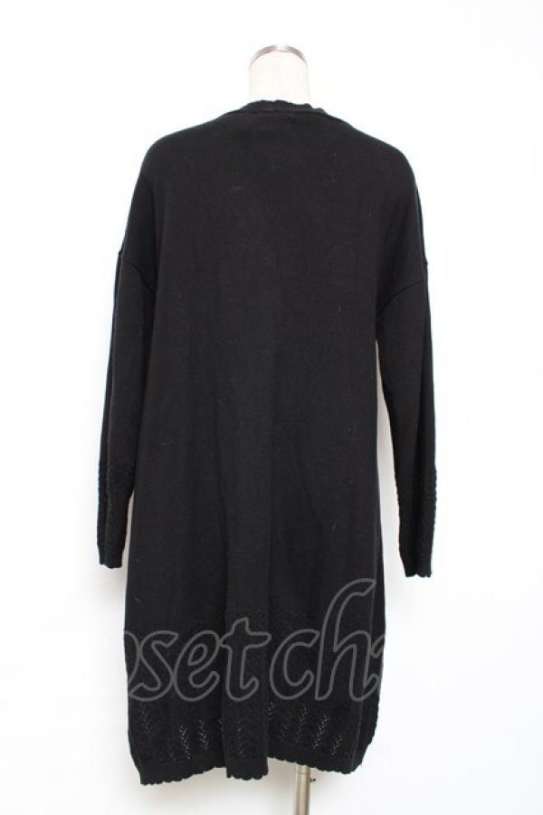 画像2: axes femme / バラ刺繍ロングニットカーデ M 黒 Y-25-12-11-054-AX-TO-SZ-ZY (2)