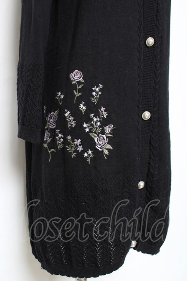 画像3: axes femme / バラ刺繍ロングニットカーデ M 黒 Y-25-12-11-054-AX-TO-SZ-ZY (3)