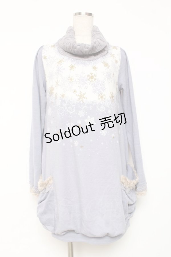 画像1: axes femme / 雪の結晶プリントチュニ  サックス Y-25-12-11-057-AX-OP-SZ-ZY (1)