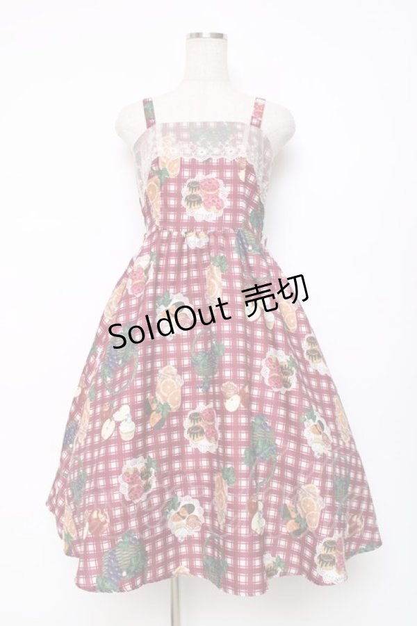 画像1: axes femme POETIQUE / フリュイ・コンフィ柄ワンピース  ワイン Y-25-12-11-060-AX-OP-SZ-ZS (1)