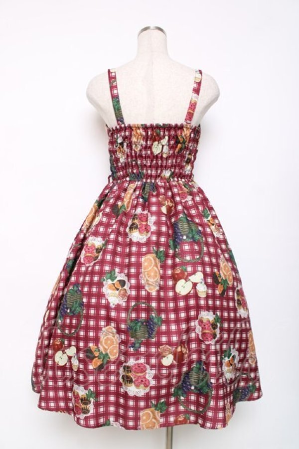 画像2: axes femme POETIQUE / フリュイ・コンフィ柄ワンピース  ワイン Y-25-12-11-060-AX-OP-SZ-ZY (2)