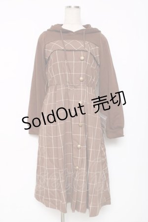 画像: axes femme / パーカードッキングワンピース M 茶 Y-25-12-11-061-AX-OP-SZ-ZY