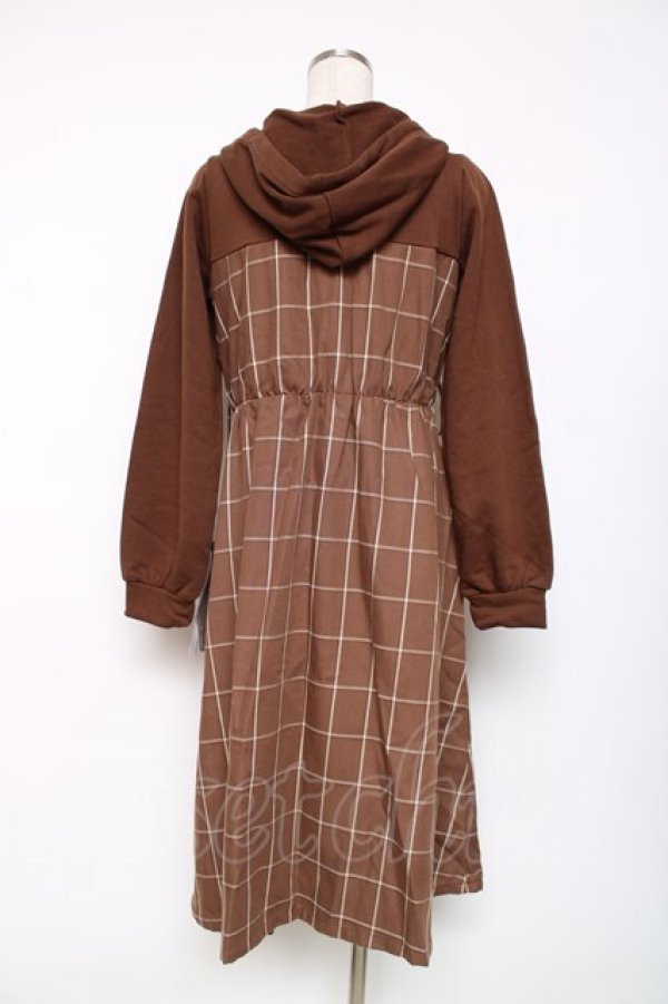 画像2: axes femme / パーカードッキングワンピース M 茶 Y-25-12-11-061-AX-OP-SZ-ZY (2)