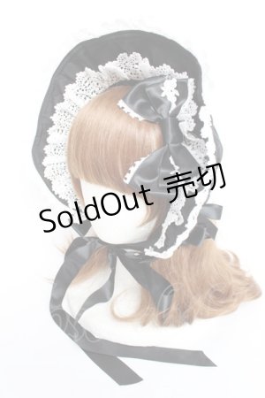 画像: BABY, THE STARS SHINE BRIGHT / Rose Dollハーフボンネット  ブラック×白レース Y-25-12-11-008-BA-AC-SZ-ZY