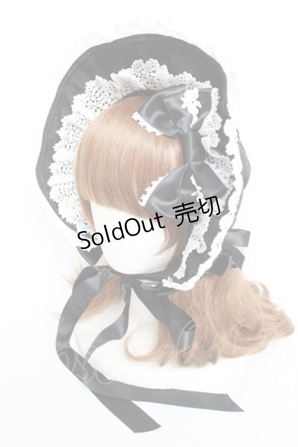 画像1: BABY, THE STARS SHINE BRIGHT / Rose Dollハーフボンネット  ブラック×白レース Y-25-12-11-008-BA-AC-SZ-ZY (1)