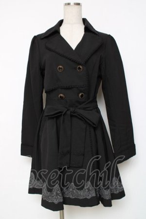 画像: axes femme / 裾刺繍トレンチ風コート M 黒 Y-25-12-11-068-AX-CO-SZ-ZY