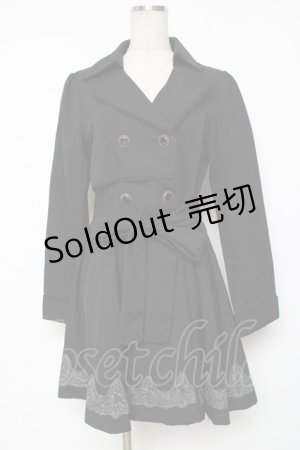 画像: axes femme / 裾刺繍トレンチ風コート M 黒 Y-25-12-11-068-AX-CO-SZ-ZY