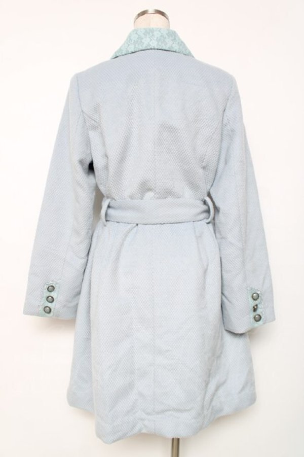 画像2: axes femme / 襟ポケットレース重ねコート  サックス Y-25-12-11-070-AX-CO-SZ-ZY (2)