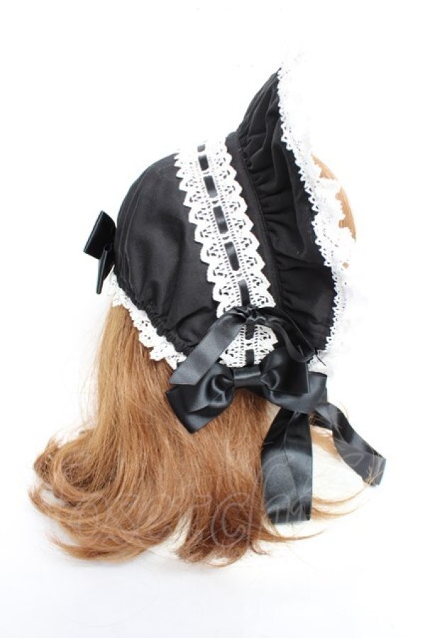 画像4: BABY, THE STARS SHINE BRIGHT / Rose Dollハーフボンネット  ブラック×白レース Y-25-12-11-008-BA-AC-SZ-ZY (4)