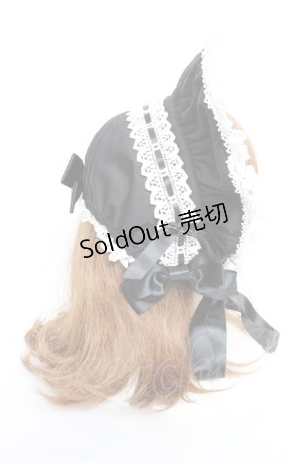 画像4: BABY, THE STARS SHINE BRIGHT / Rose Dollハーフボンネット  ブラック×白レース Y-25-12-11-008-BA-AC-SZ-ZY (4)