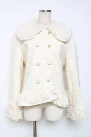 画像: axes femme / 裾レースショートコート L 生成り Y-25-12-11-076-AX-CO-SZ-ZY