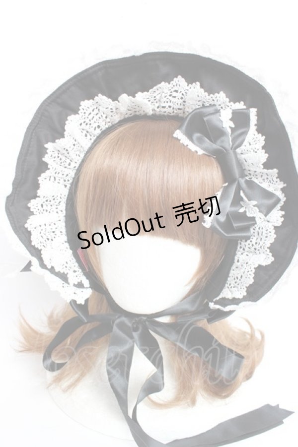 画像5: BABY, THE STARS SHINE BRIGHT / Rose Dollハーフボンネット  ブラック×白レース Y-25-12-11-008-BA-AC-SZ-ZY (5)
