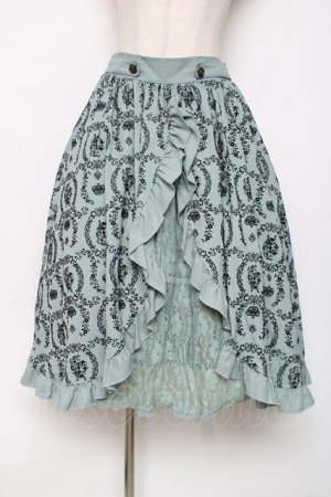 画像: axes femme / フロッキースリットスカート  グリーン Y-25-12-11-085-AX-SK-SZ-ZY