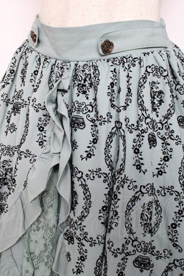 画像3: axes femme / フロッキースリットスカート  グリーン Y-25-12-11-085-AX-SK-SZ-ZY (3)