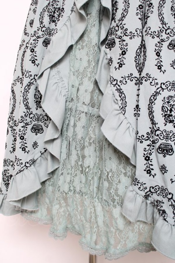 画像4: axes femme / フロッキースリットスカート  グリーン Y-25-12-11-085-AX-SK-SZ-ZY (4)