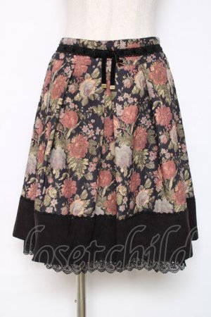 画像: axes femme / 花柄スカート  黒 Y-25-12-11-086-AX-CO-SZ-ZY