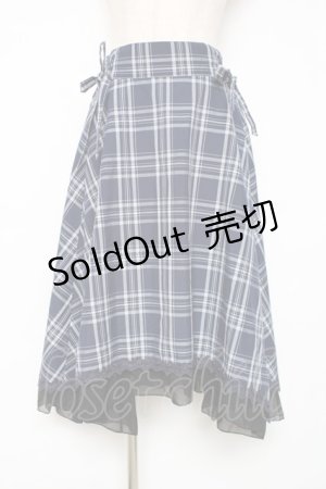 画像: axes femme / マドラスチェック裾切替スカート M 紺 Y-25-12-11-087-AX-SK-SZ-ZY