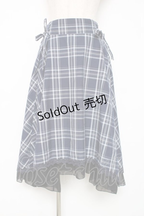画像1: axes femme / マドラスチェック裾切替スカート M 紺 Y-25-12-11-087-AX-SK-SZ-ZY (1)