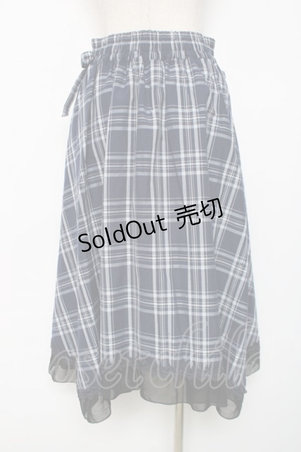 画像2: axes femme / マドラスチェック裾切替スカート M 紺 Y-25-12-11-087-AX-SK-SZ-ZY (2)