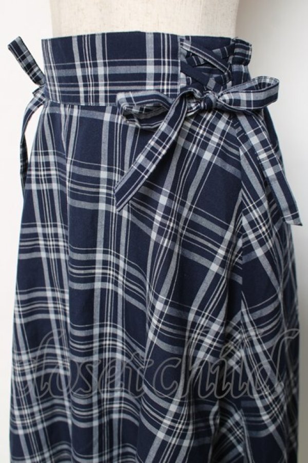 画像3: axes femme / マドラスチェック裾切替スカート M 紺 Y-25-12-11-087-AX-SK-SZ-ZY (3)